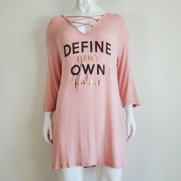 NEW Lane Bryant Plus Size Pink Graphic Tunic Top - Picture 1 of 8